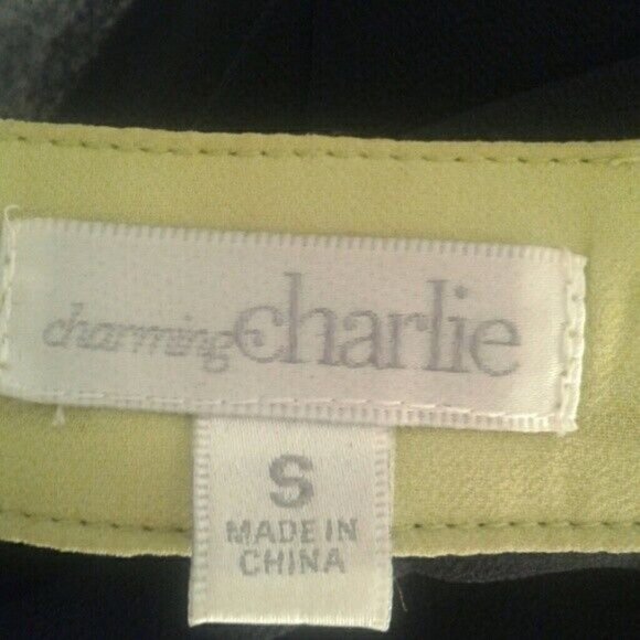 Charming Charlie Size Small Blouse Sleeveless Black Yellow Button Detail Sheer - Picture 6 of 8